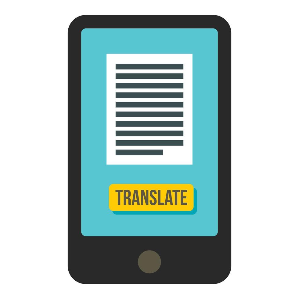 Translator on phone icon, flat style vector