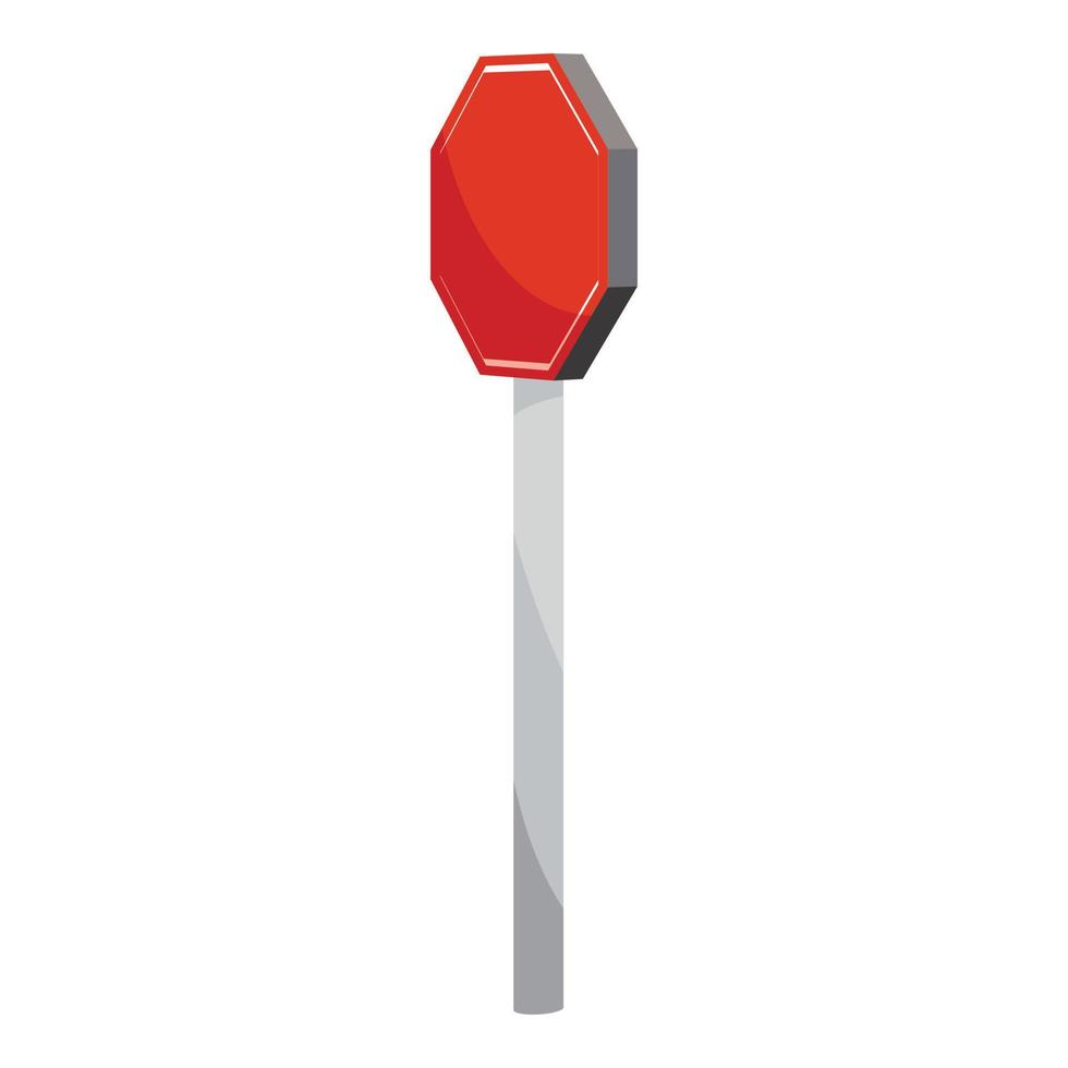 Road sign stop icon, cartoon style vector