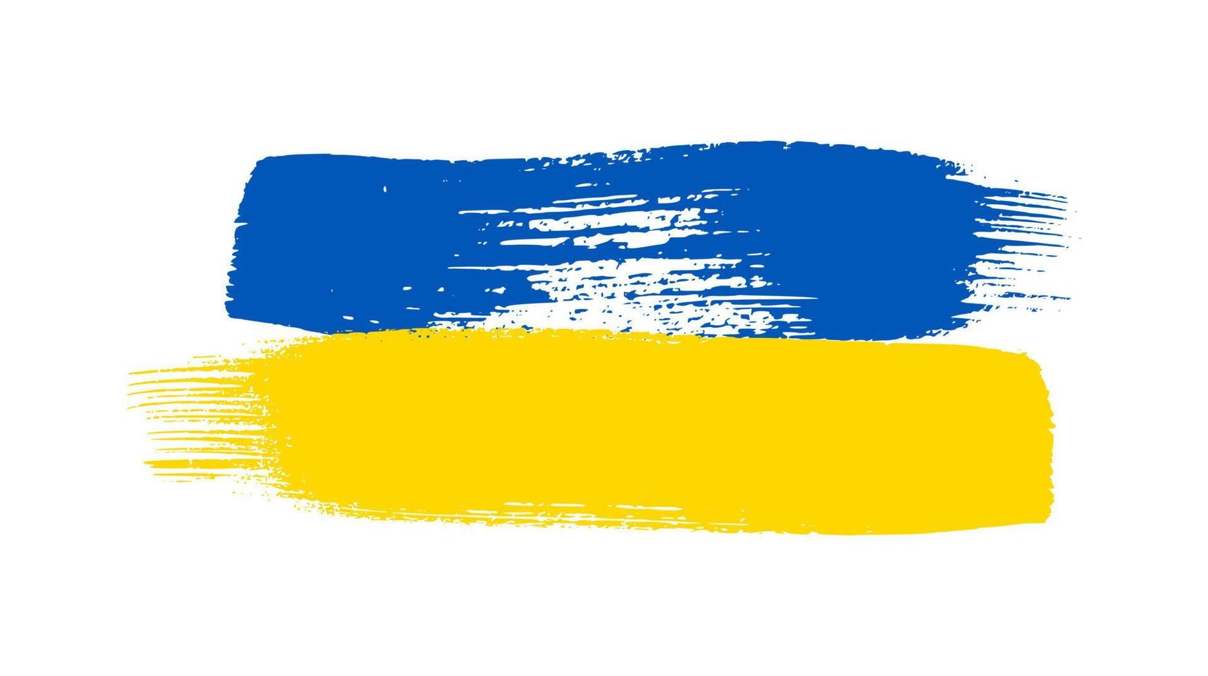 Ukrainian national flag in grunge style. Painted with a brush stroke flag of Ukraine. Vector illustration