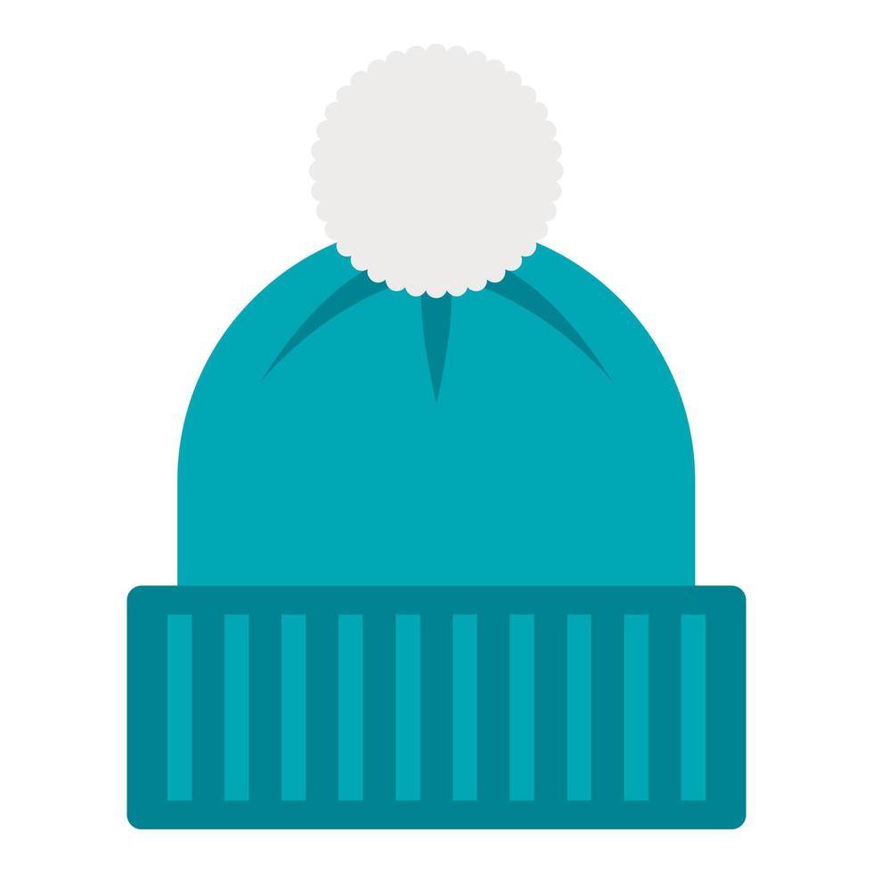 Winter hat with bell icon, flat style vector