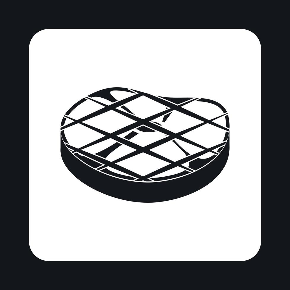 Steak fried on grill icon, simple style vector