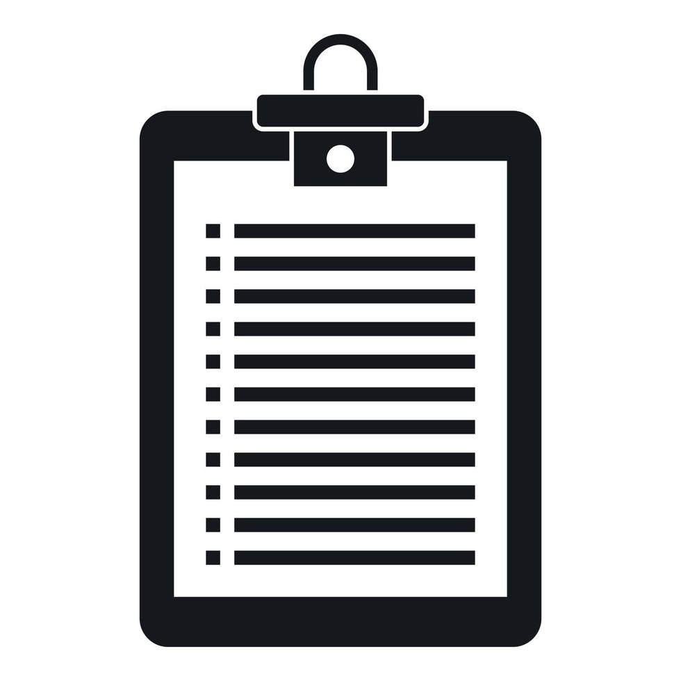 Clipboard with check list icon, simple style vector