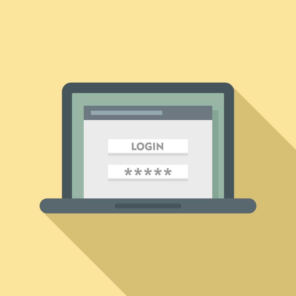 Laptop authentication icon, flat style vector