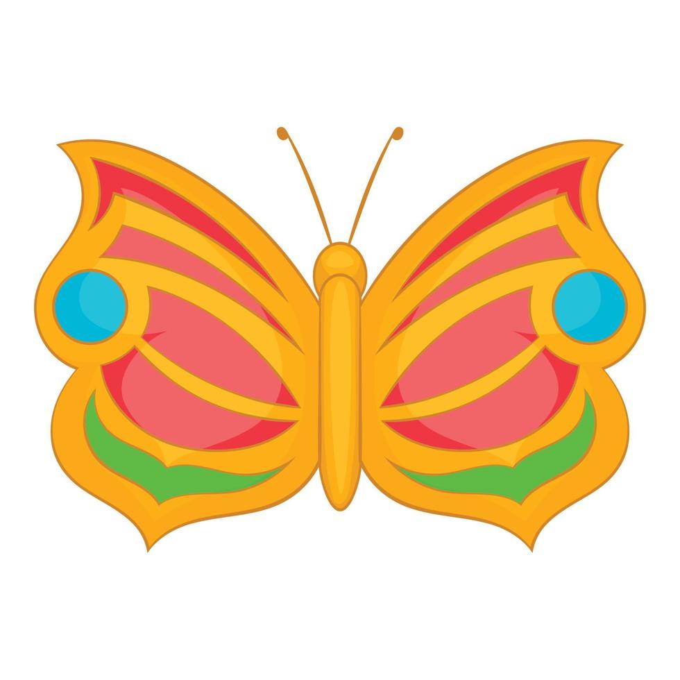 Butterfly with circle on wings icon, cartoon style vector