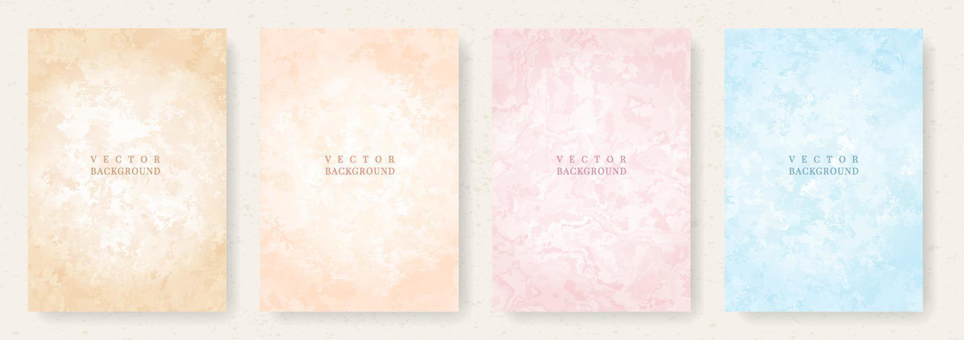 Abstract watercolor texture background set. Pink, blue, brown, beige vector marble pattern
