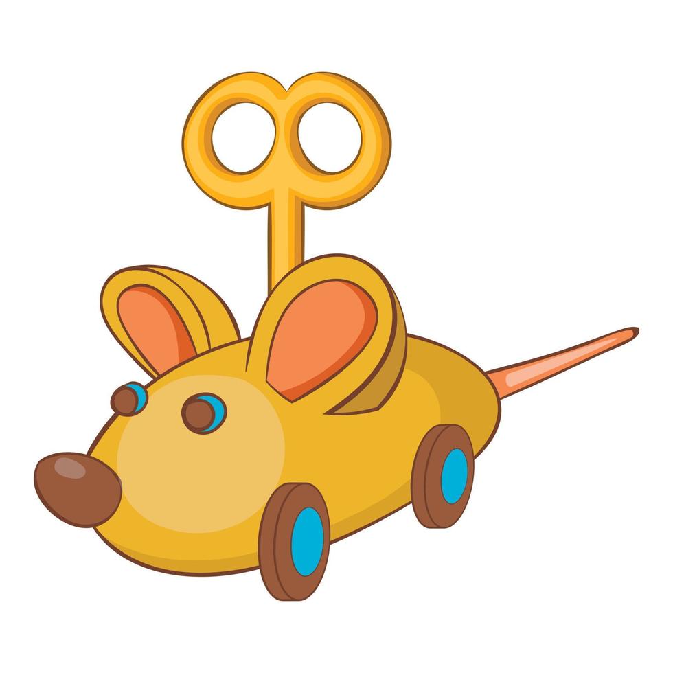 Clockwork mouse icon, cartoon style vector