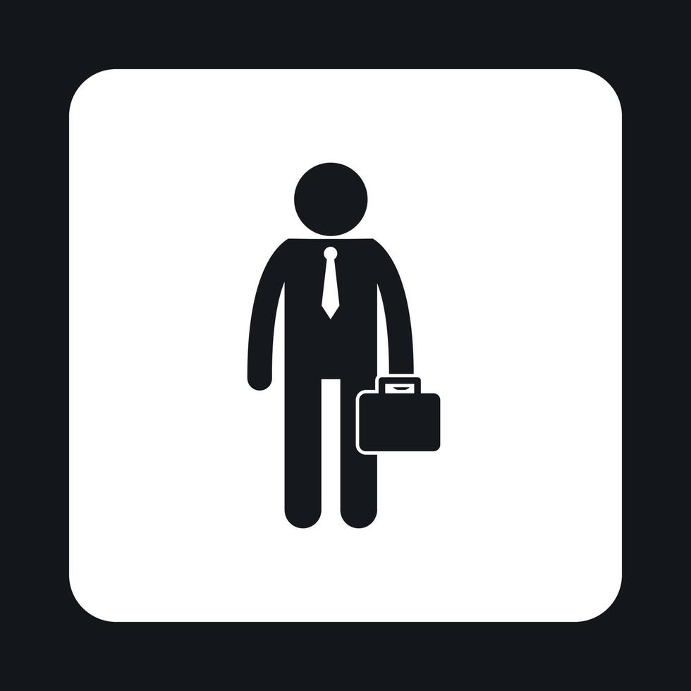 Businessman with briefcase icon, simple style vector