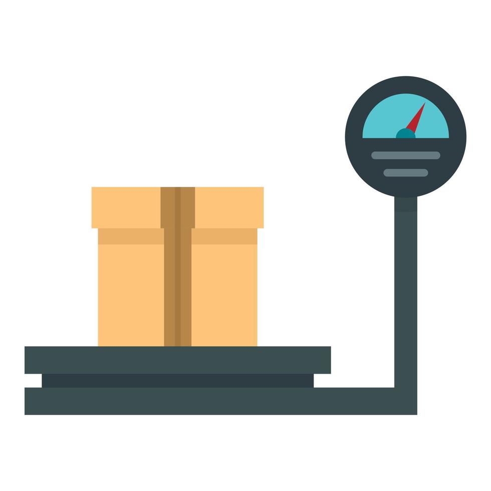 Weight scale with box icon, flat style vector
