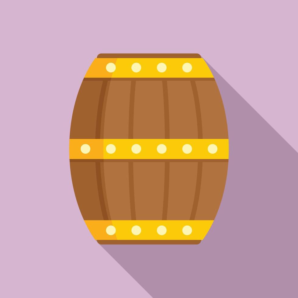 icono de barril de madera, estilo plano vector