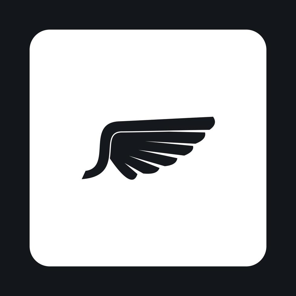 Birds wing with feathers icon, simple style vector