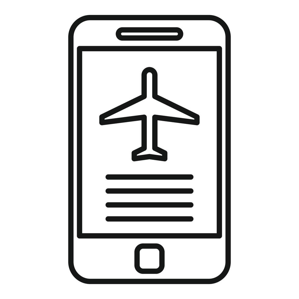 Phone plane ticket icon, outline style vector