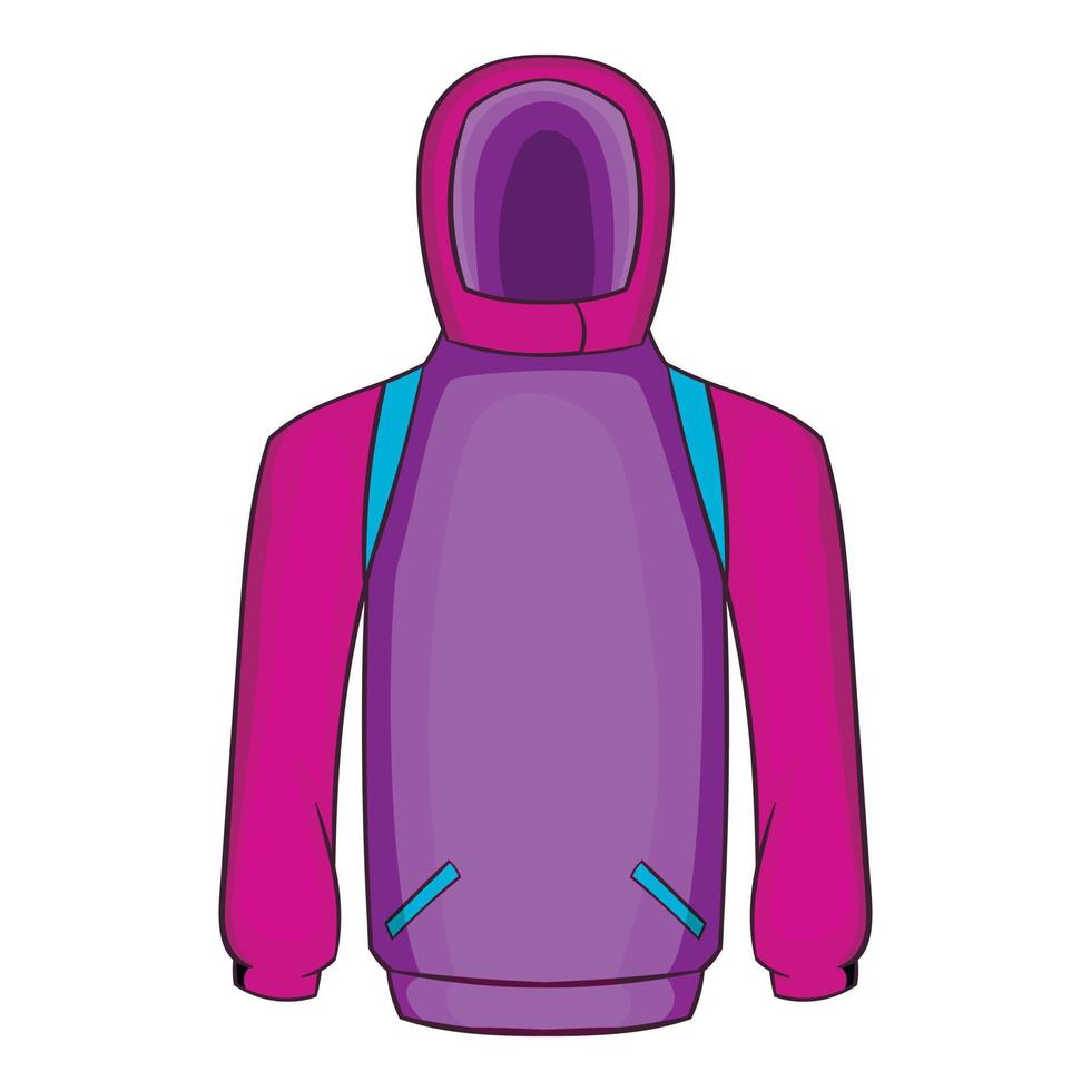 icono de chaqueta de snowboarder, estilo de dibujos animados vector