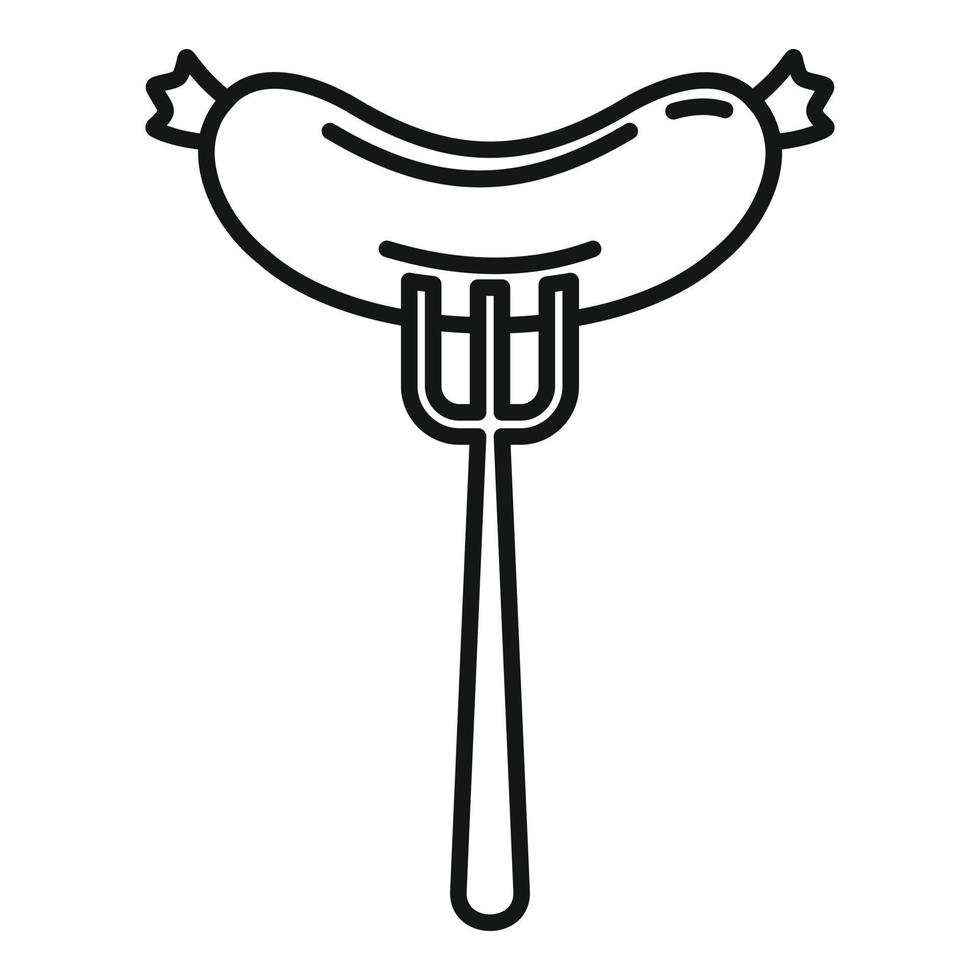 Sausage fork icon, outline style vector