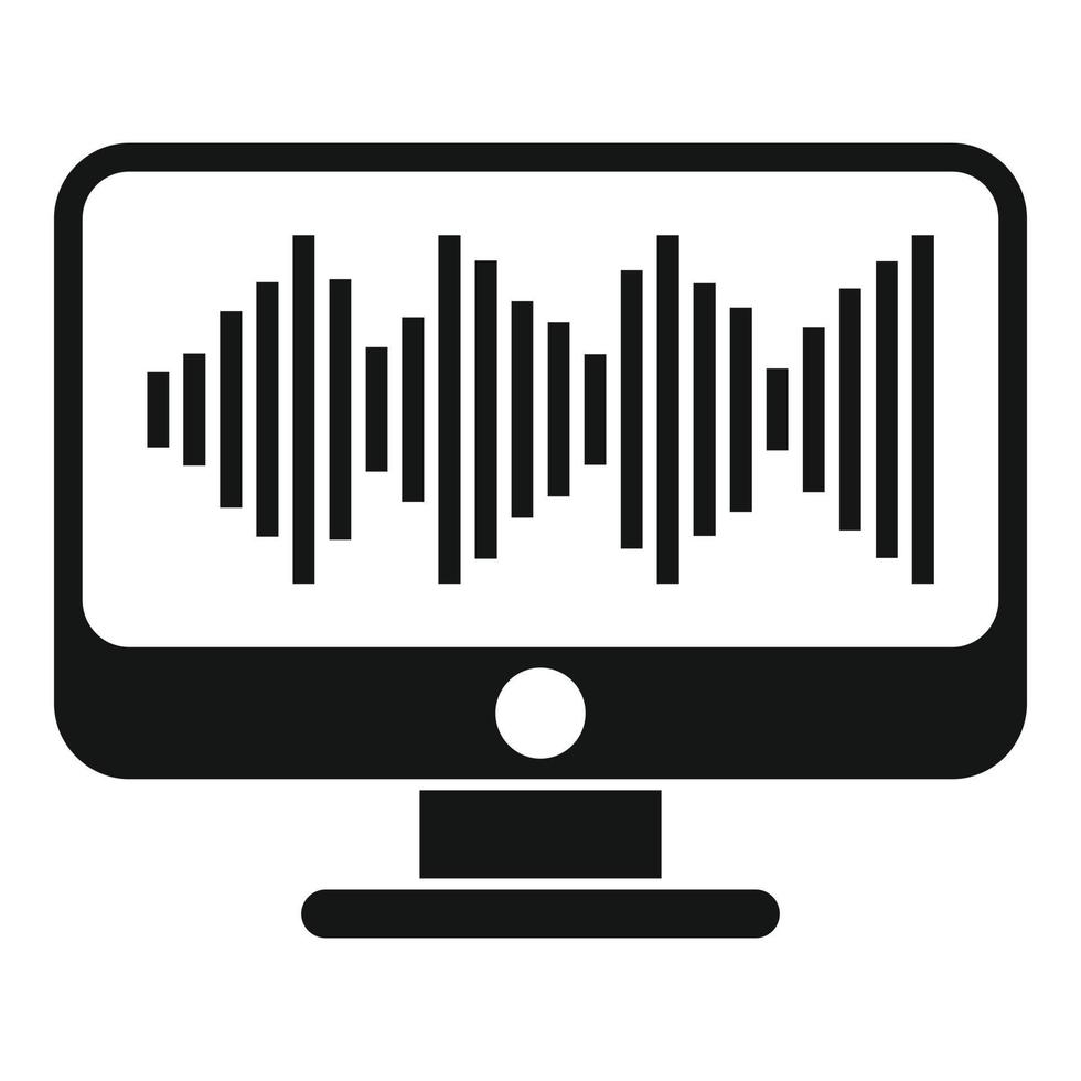 Computer radio online icon, simple style vector