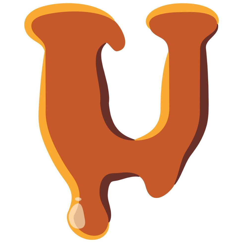Letter U from caramel icon vector