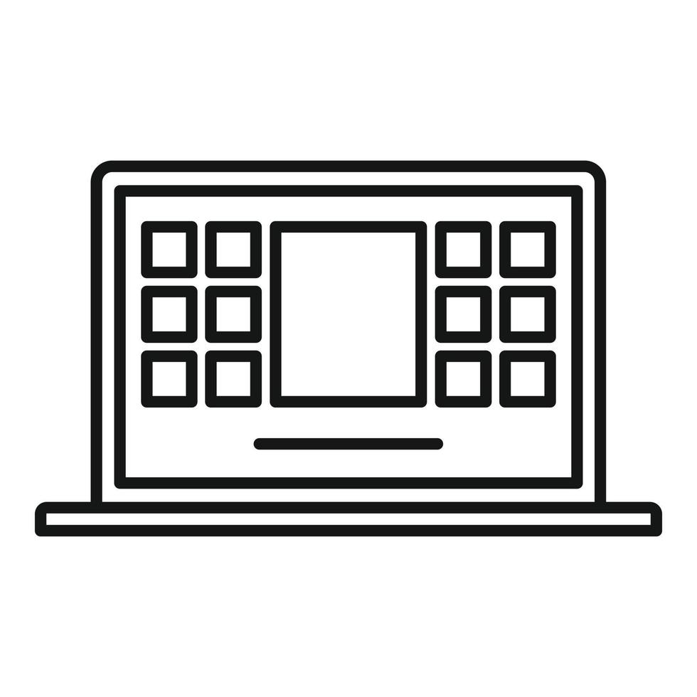 Laptop system icon, outline style vector
