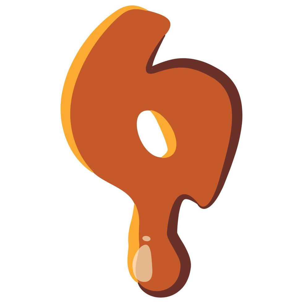 Number 6 from caramel icon vector