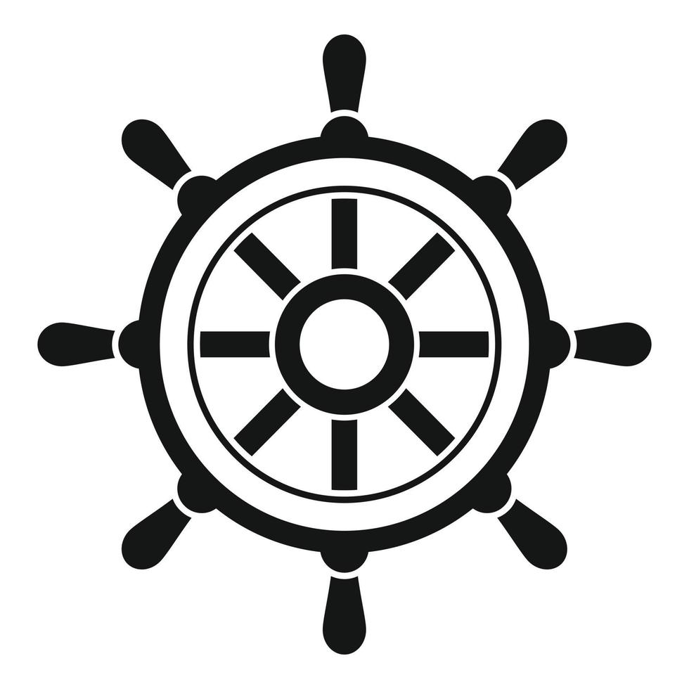 Yacht ship wheel icon, simple style vector