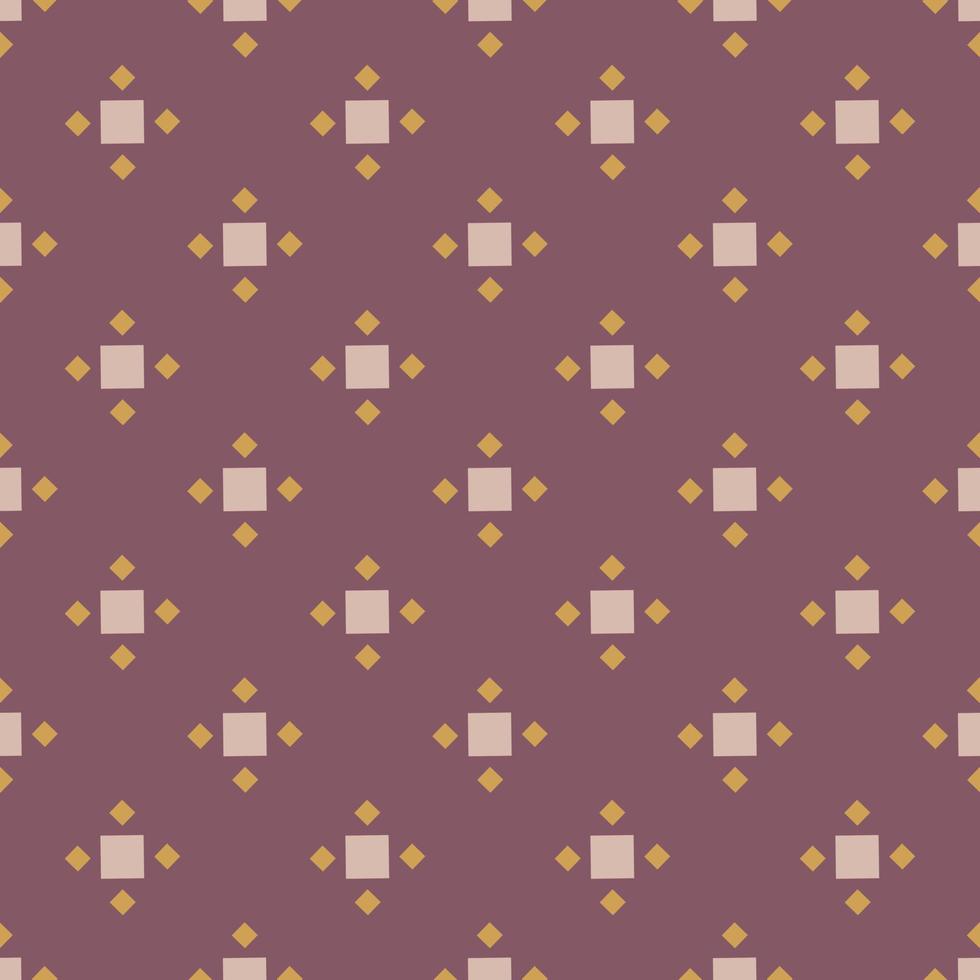 Seamless geometric pattern with light squares on violet background. Vector print for fabric background