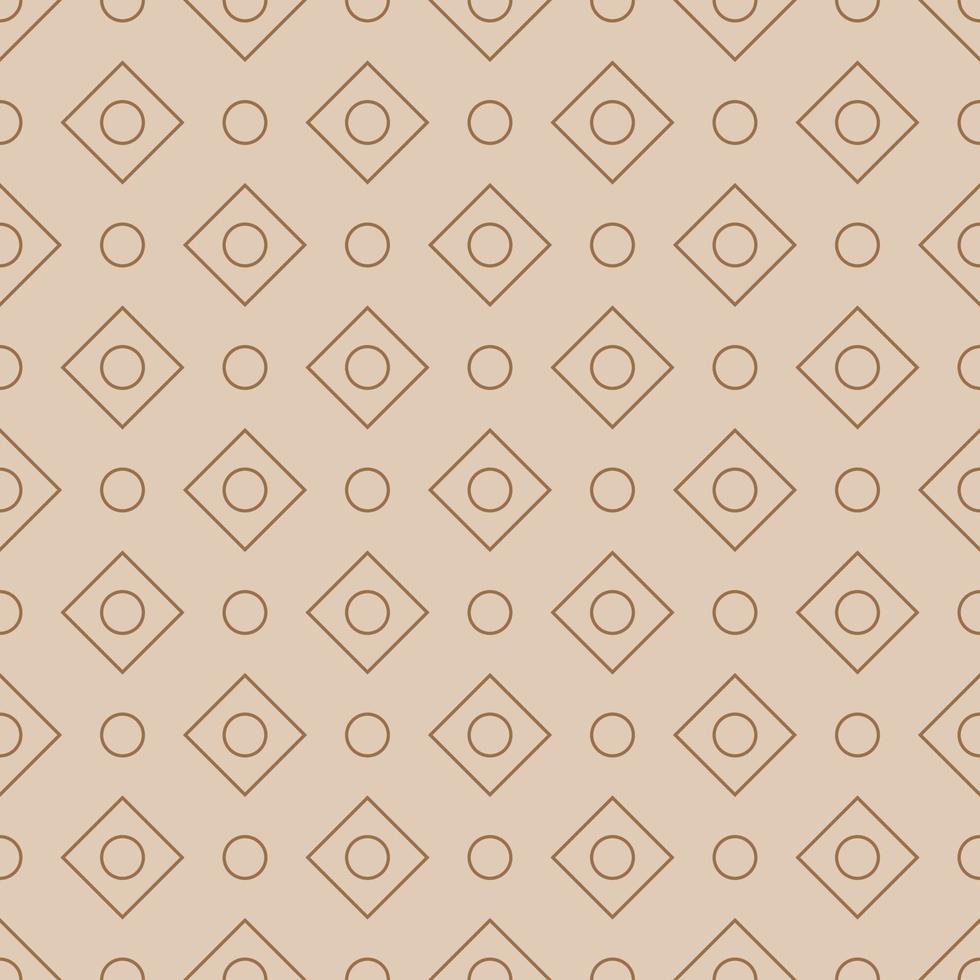 Seamless geometric pattern with rhombus and circles on light beige background. Vector print for fabric background, textile