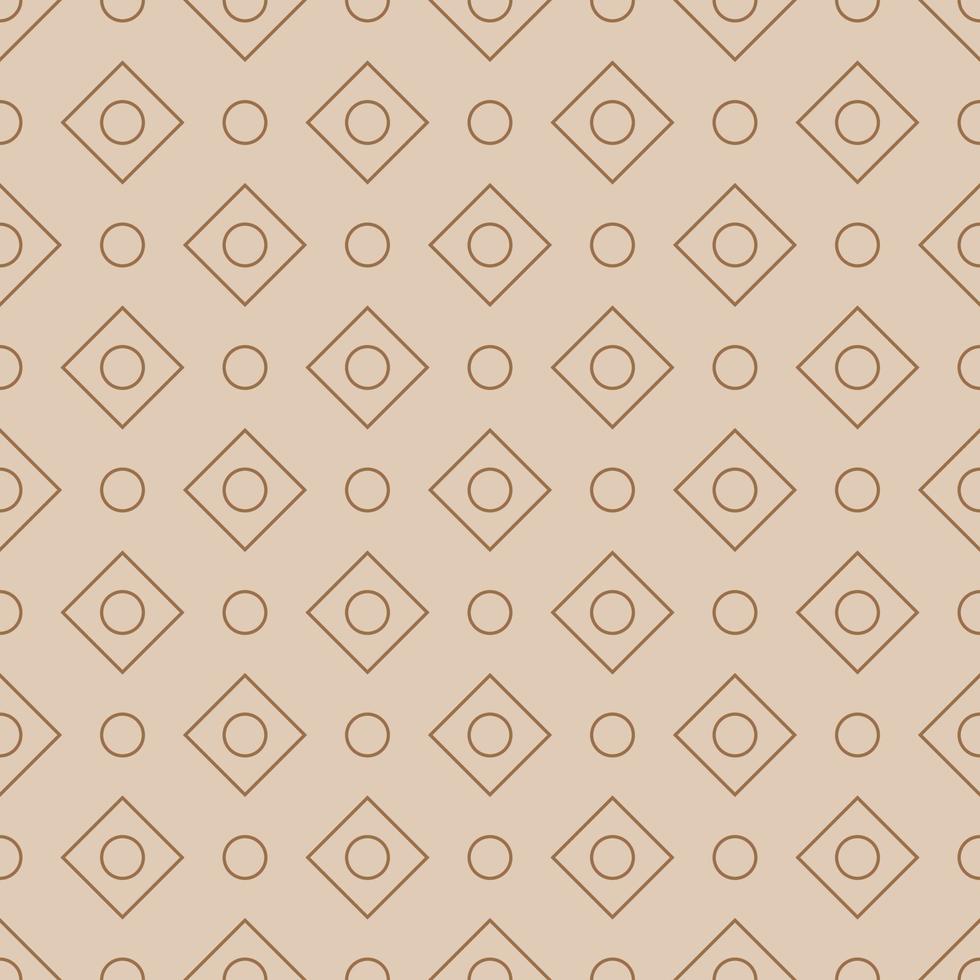 Seamless geometric pattern with rhombus and circles on light beige background. Vector print for fabric background, textile