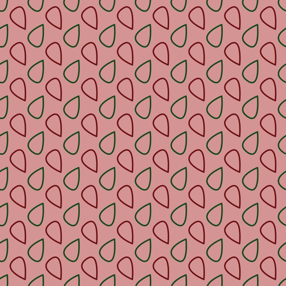 Seamless geometric pattern with red and green drops on pink background. Vector print for fabric background