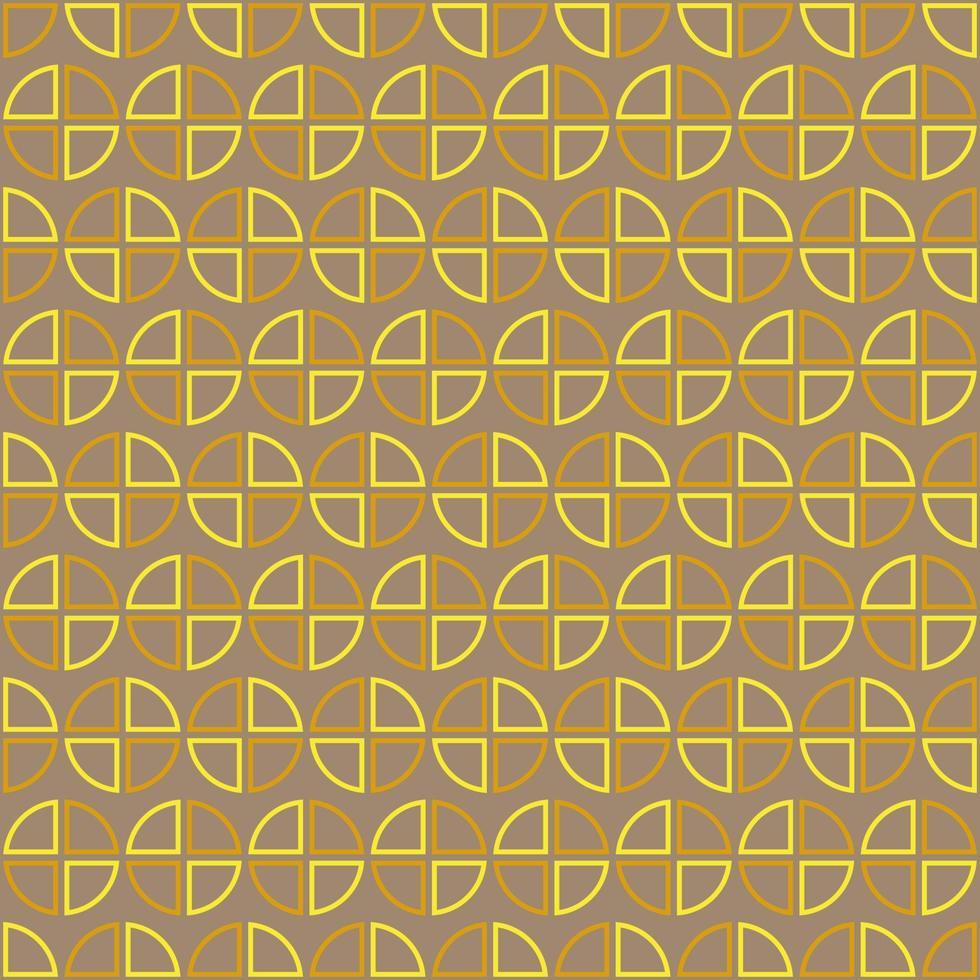 Seamless geometric pattern with gold circles on dark beige background. Vector print for fabric background