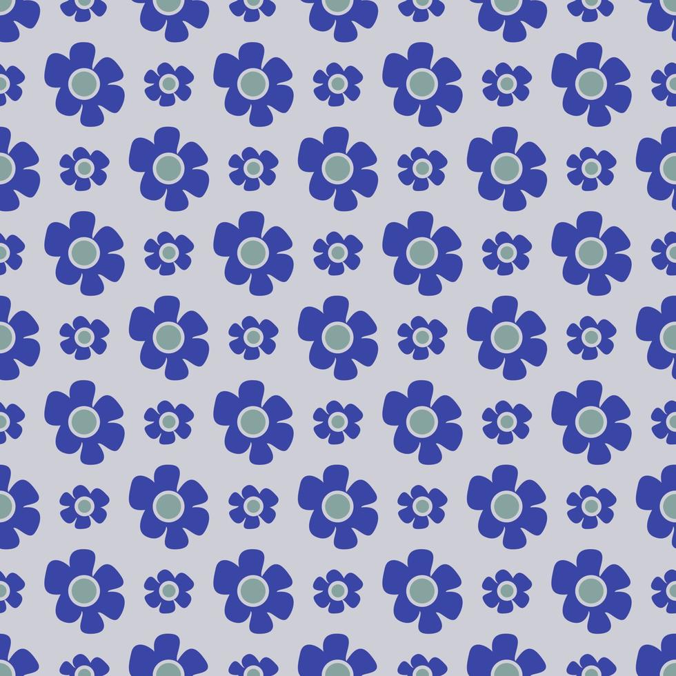 Seamless blue flower geometric pattern. Vector graphic for textile