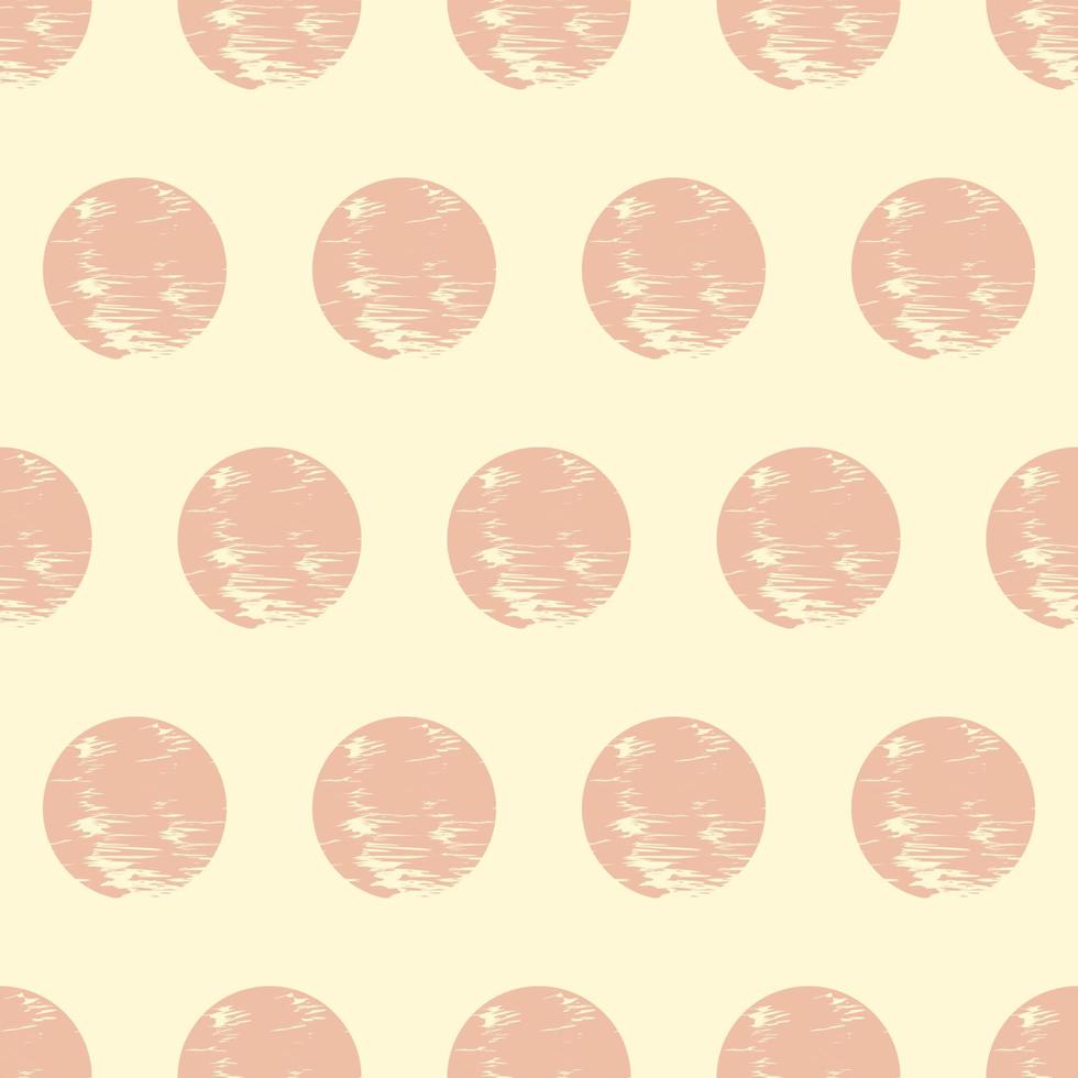 Seamless geometric pattern with pink brush circles hand drawing on light background. Vector print for fabric background, textile