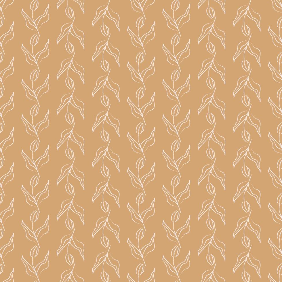 Seamless pattern with white tulips on beige background. Vector print for fabric background, textile