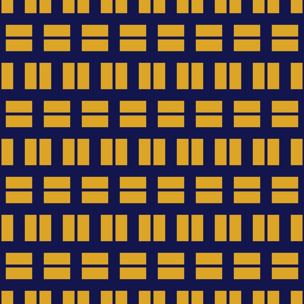 Seamless geometric pattern with golden squares on dark blue background. Vector print for fabric background