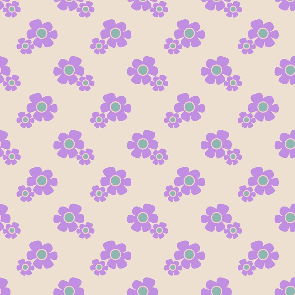 Seamless violet flower geometric pattern. Vector graphic for textile