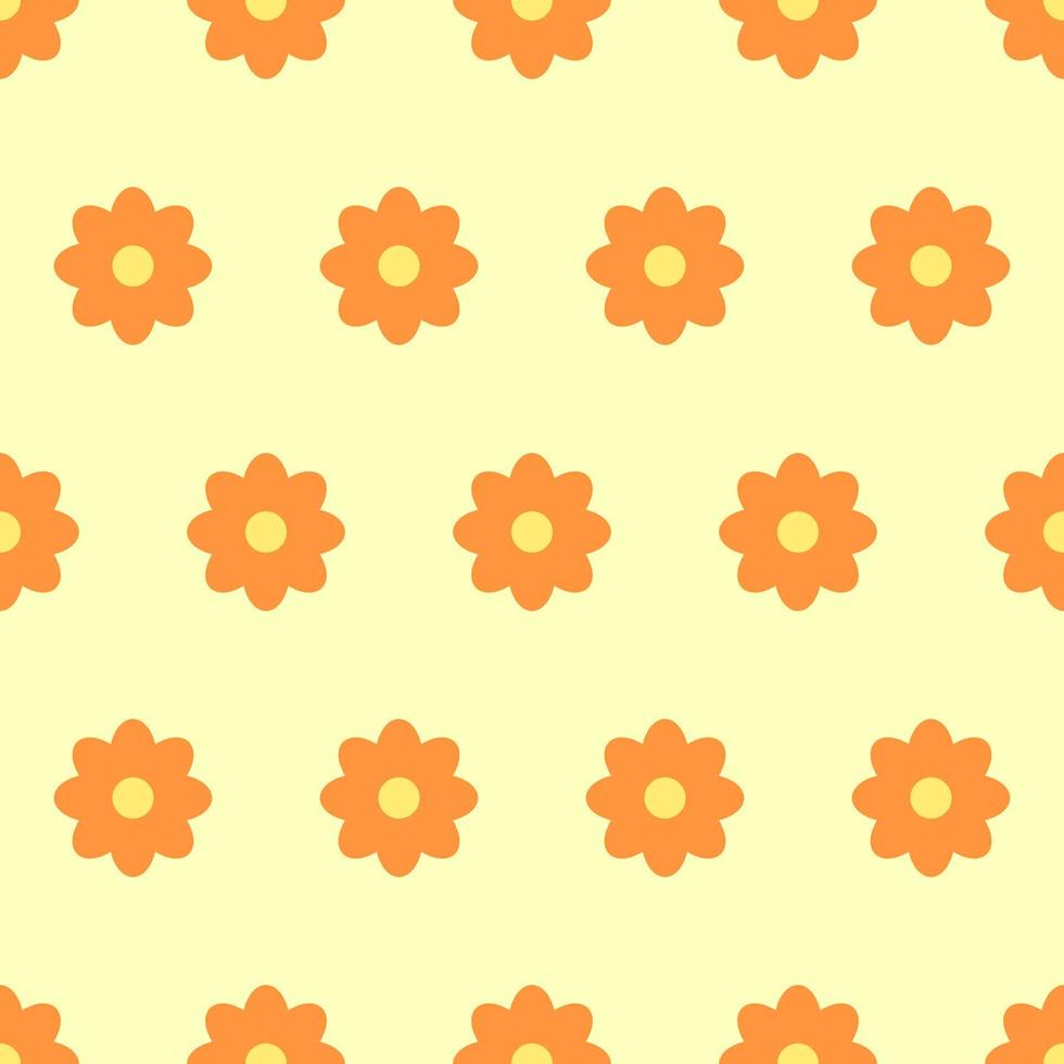 Seamless orange flower geometric pattern. Vector graphic for textile