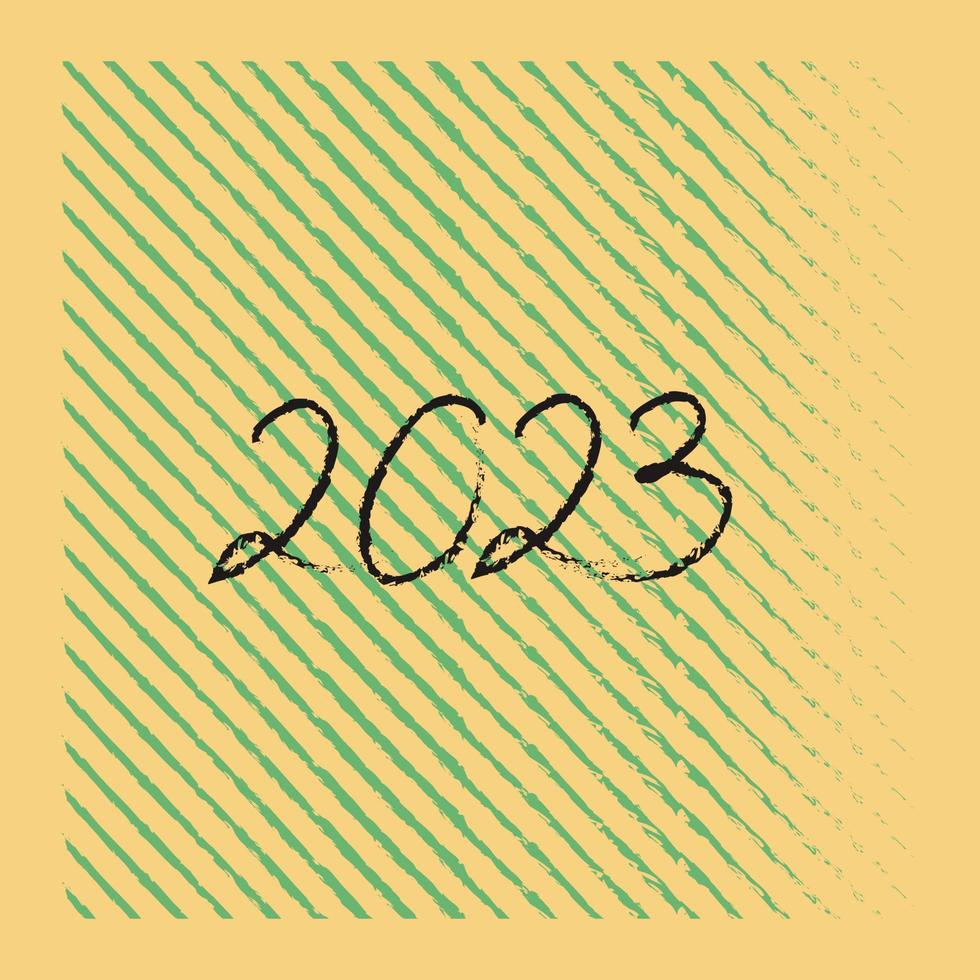 New Year's lettering 2023 date drawn by hand on a light background vector