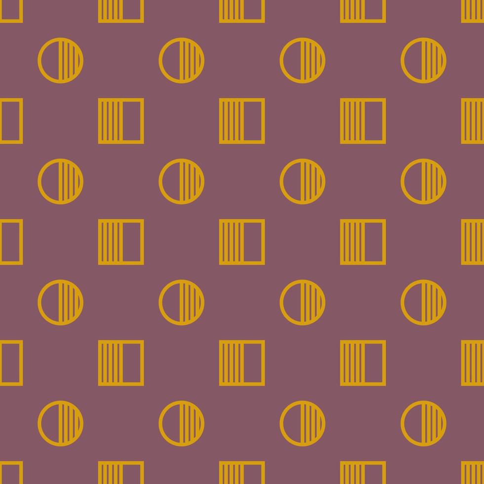 Seamless geometric pattern with gold squares and circles. Vector print for fabric background