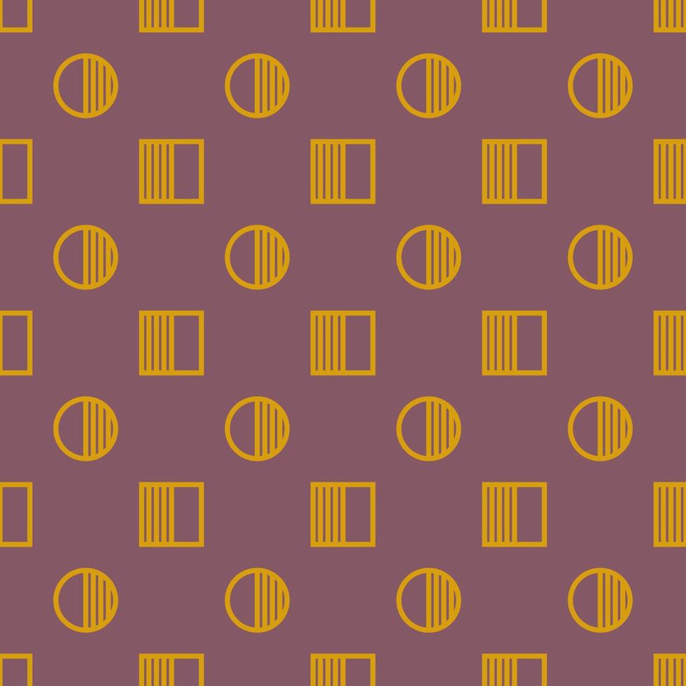 Seamless geometric pattern with gold squares and circles. Vector print for fabric background