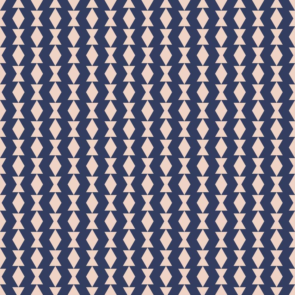 Seamless geometric pattern with white symbols on blue background. Vector print for fabric background, textile