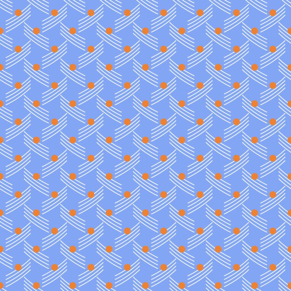 Seamless geometric pattern with white elements on blue background. Vector print for fabric background, textile