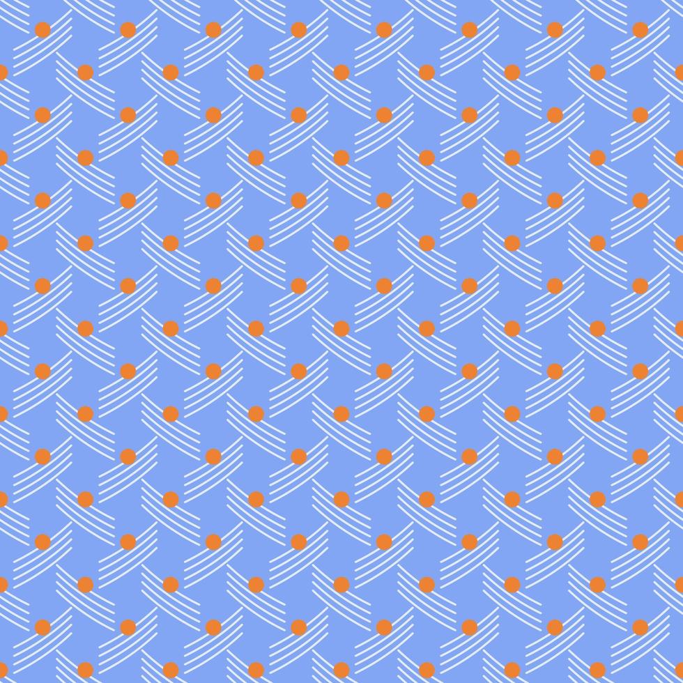 Seamless geometric pattern with white elements on blue background. Vector print for fabric background, textile