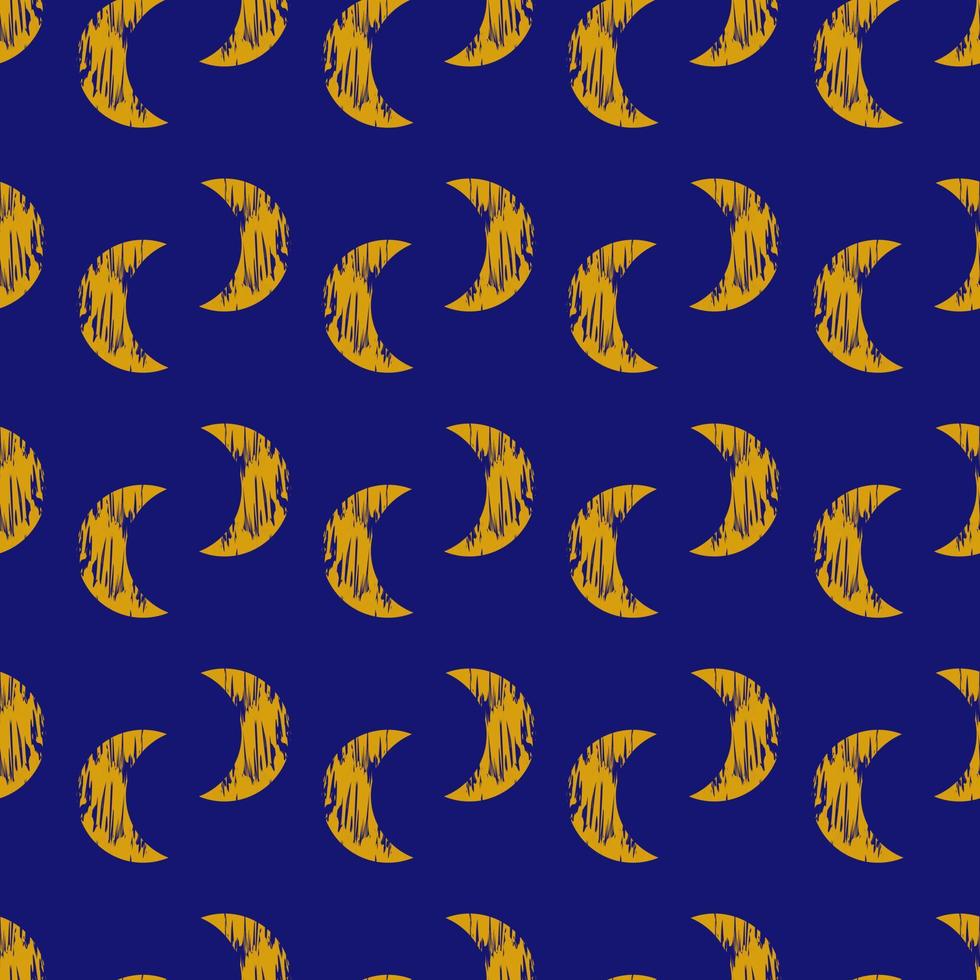 Seamless geometric pattern with golden brush moon hand drawing. Vector print for fabric background, textile