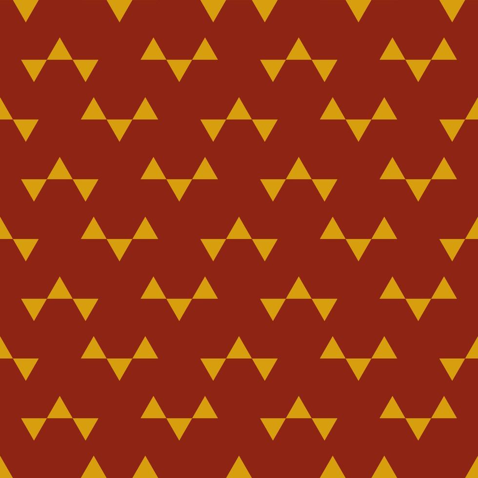 Seamless geometric pattern with golden elements on red background. Vector print for fabric background, textile
