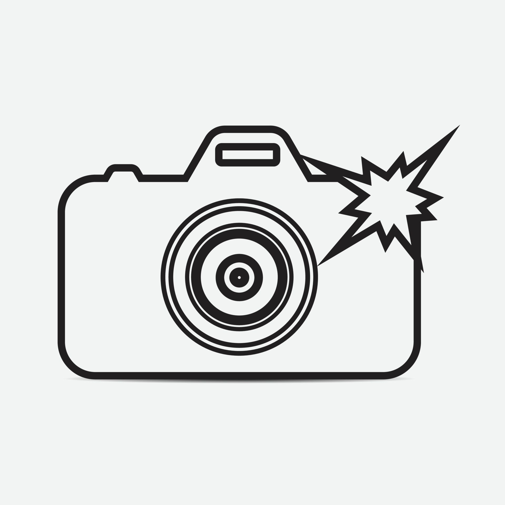 Camera flash icon, Camera Icon With Flash sign line vector illustration