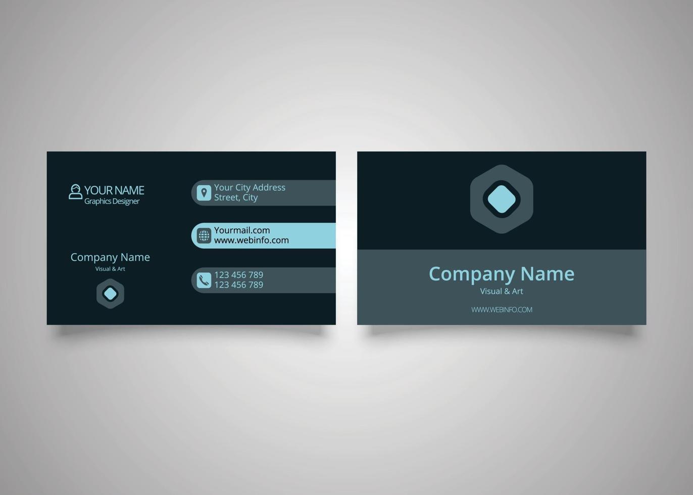 Business Card, Simple Black Business Card, Professional Visiting Card Template. vector
