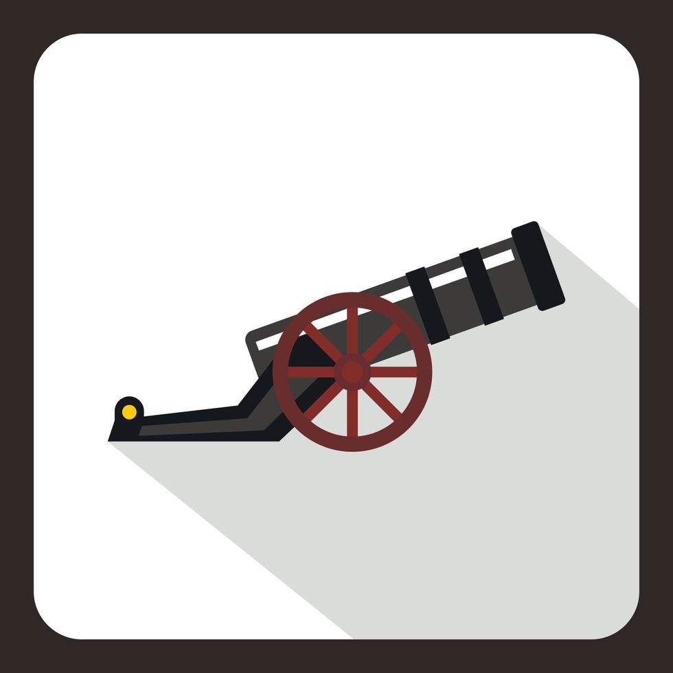 Ancient cannon icon, flat style vector