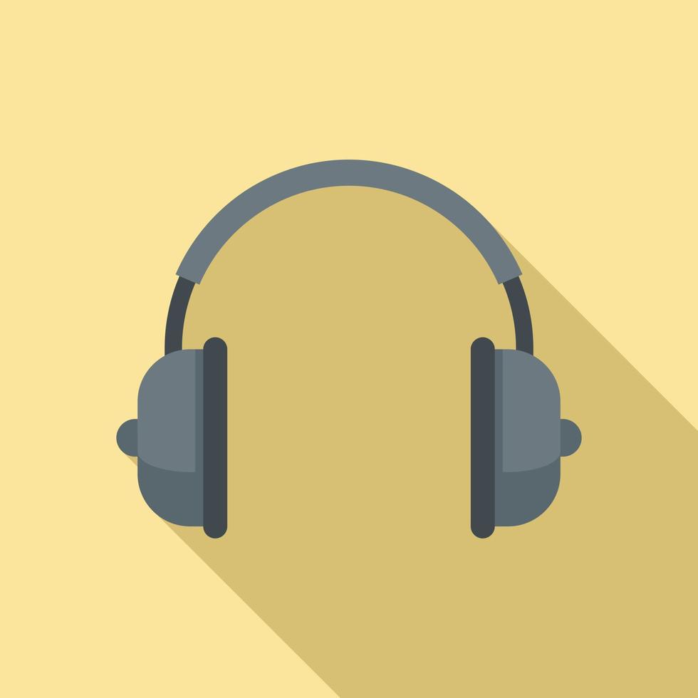 icono de auriculares de música, estilo plano vector