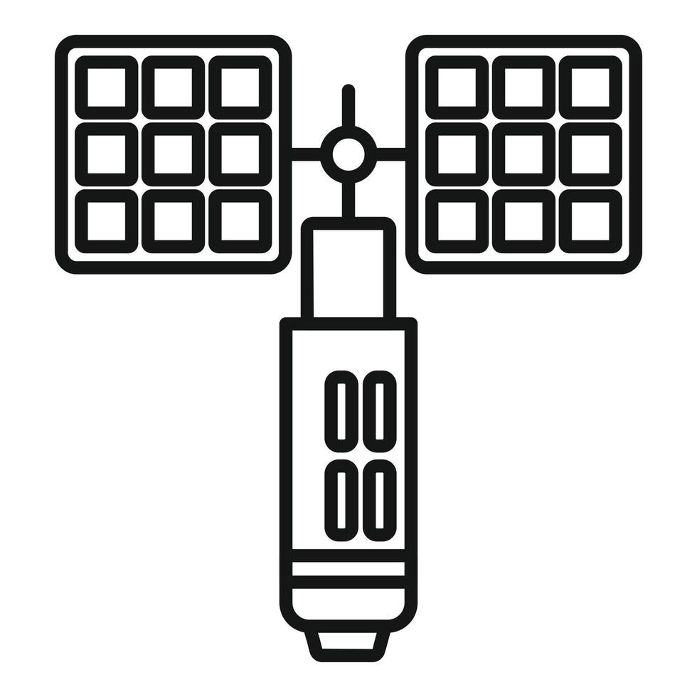 Vector de contorno de icono de estación espacial de órbita. cohete terrestre internacional