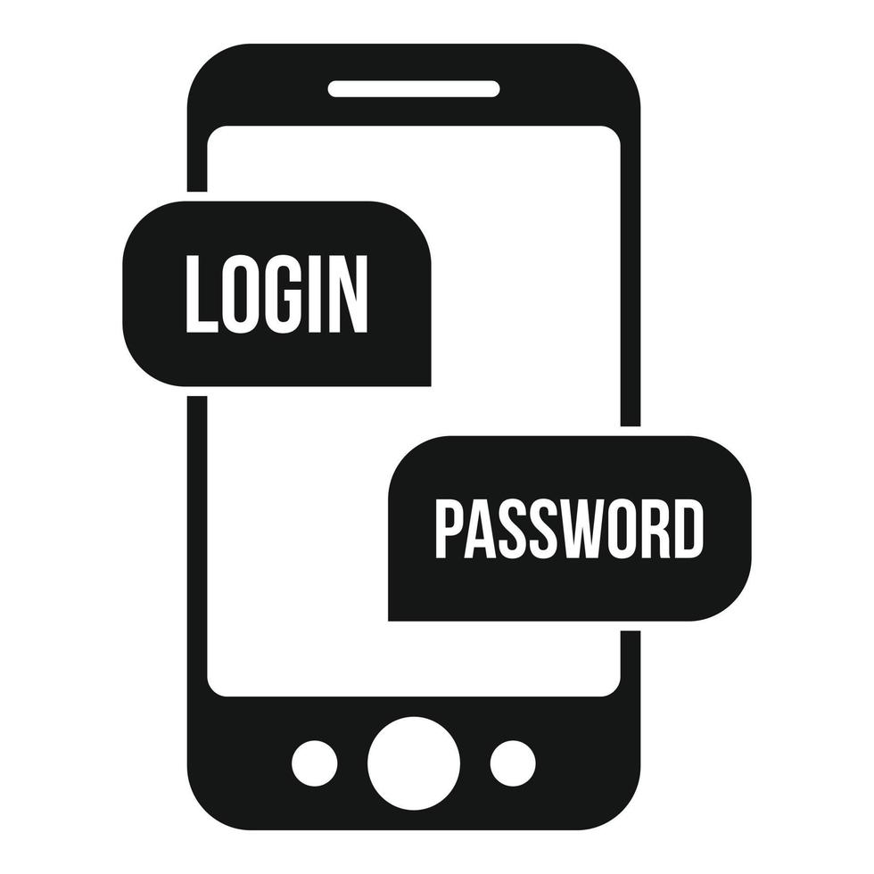 Phone login authentication icon, simple style vector