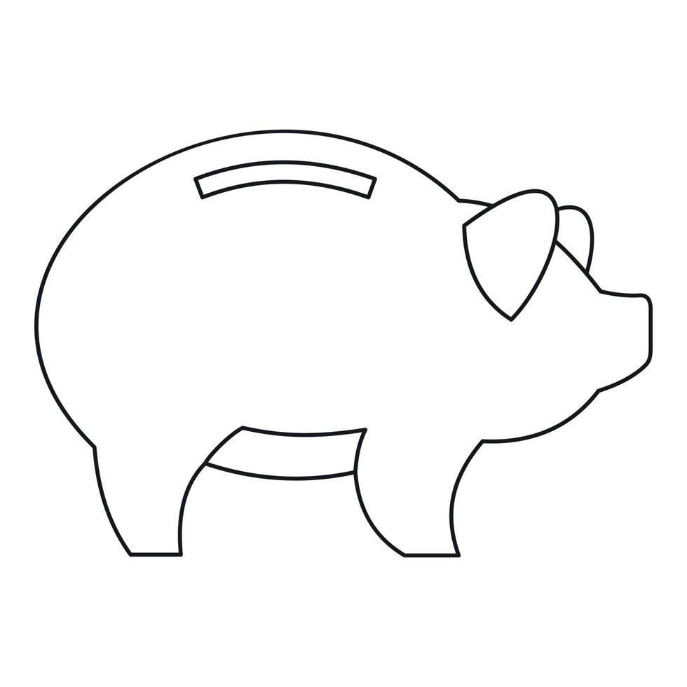 Piggy icon, outline style vector