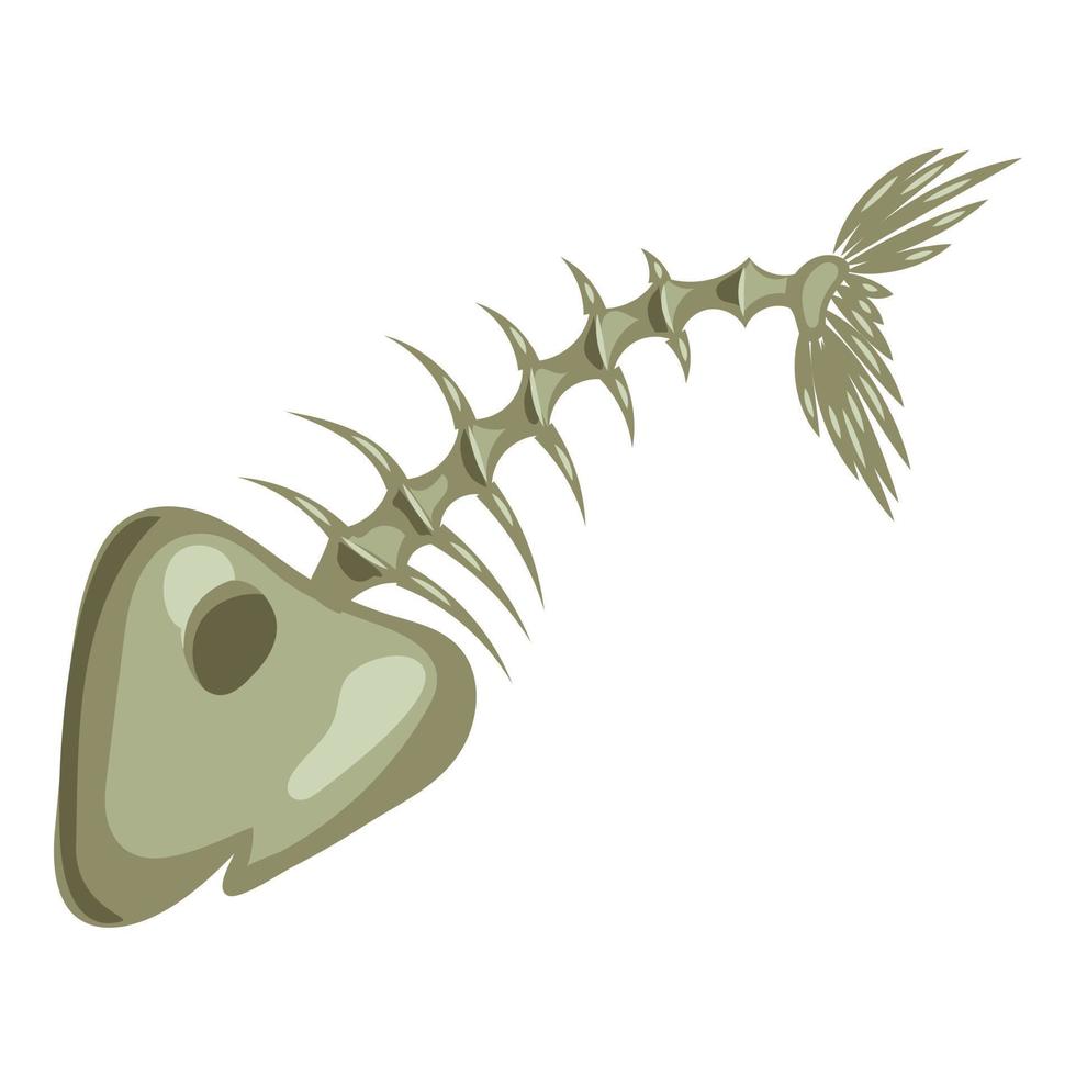Fish bone icon, cartoon style vector