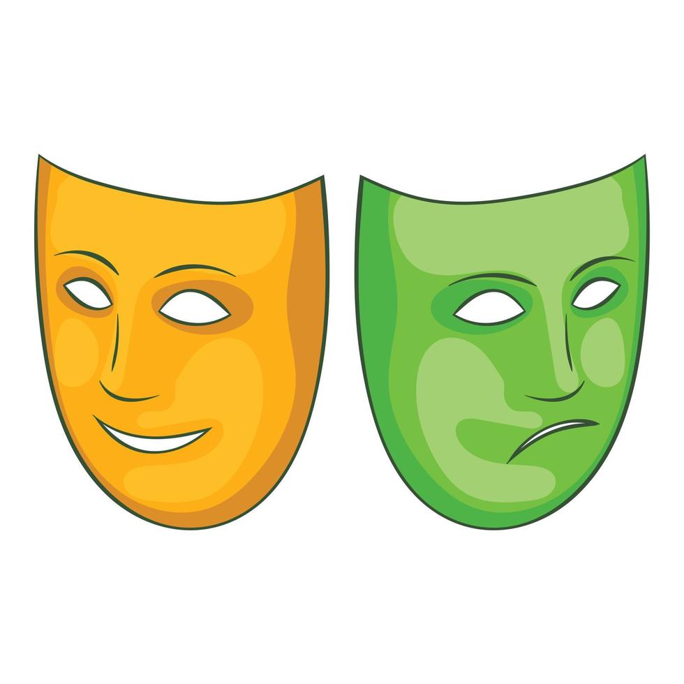 icono de máscara feliz y triste, estilo de dibujos animados vector